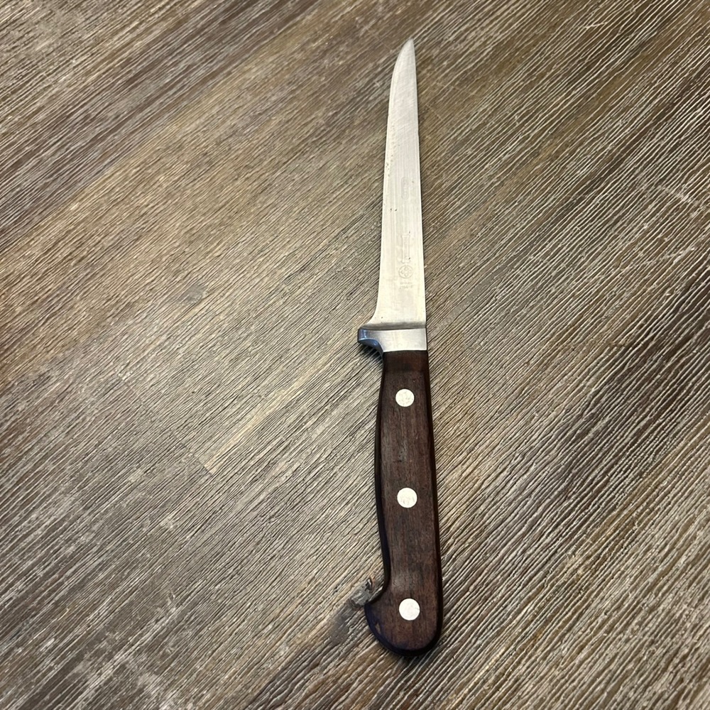 Vintage Mundial 2114-6 Boning Knife 6" Forged No Stain Brazil Wood Handle